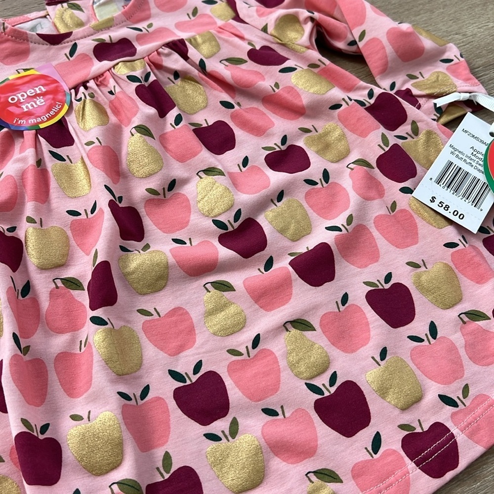 Magnetic Me Baby Girl Apple Dress Ruffle Diaper Cover 9-12 months - Picture 2 of 4